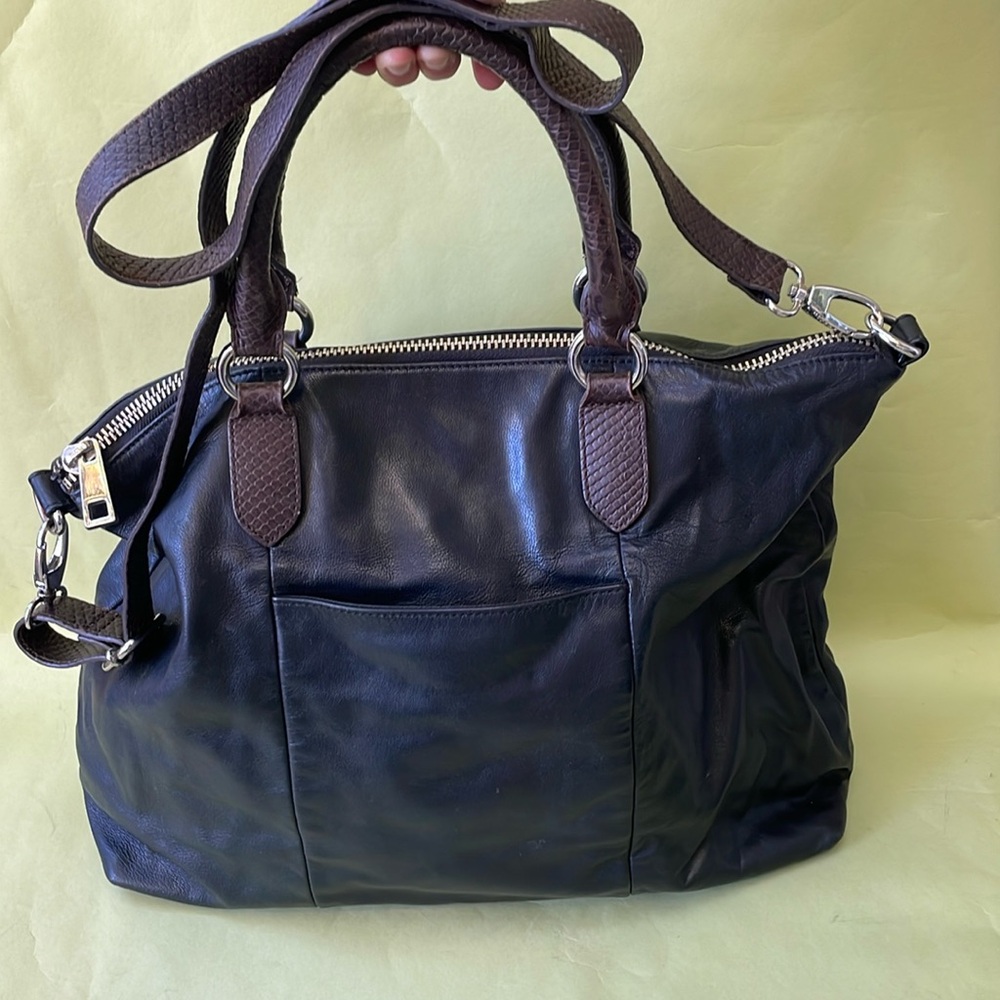 Super large vintage black/brown Halogen leather bag